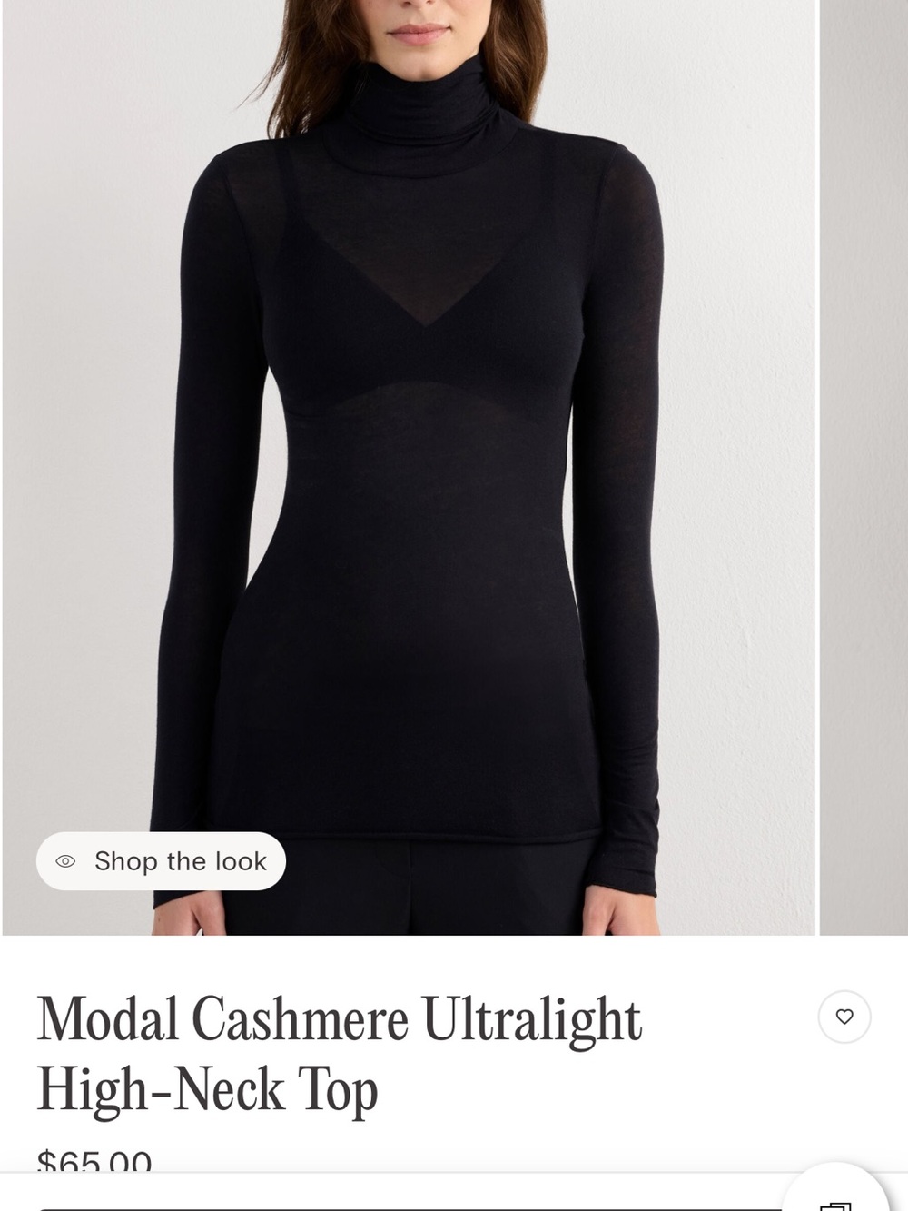 NWT intimissimi Black Modal-Cashmere Long Sleeve Turtleneck Top